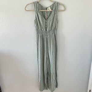 Green Flower Print Jumpsuit